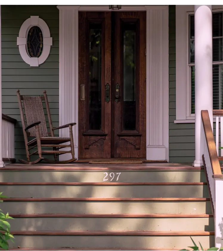 Porch with swinging chair